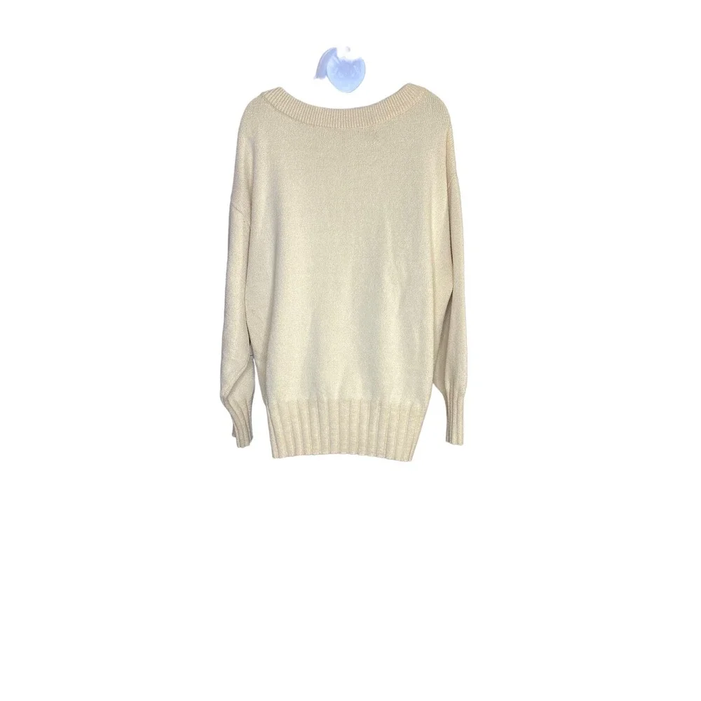 Free People Womens Street Fair Tunic Slightly Oversized Sweater Ivory Size Small